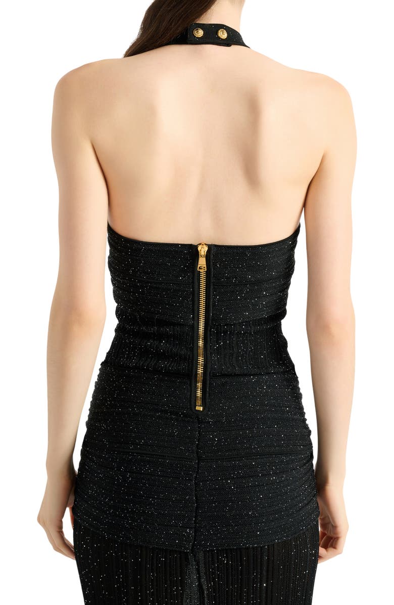Balmain Long Fléchage knit dress, Alternate, color, Black