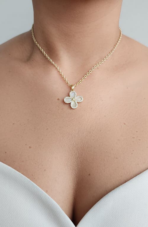 Adornia Mother Of Pearl Clover Pendant Necklace