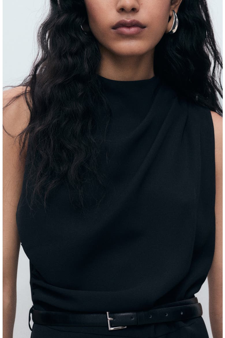 Drape Belted Wide Leg Jumpsuit, Alternate, color, BLACK