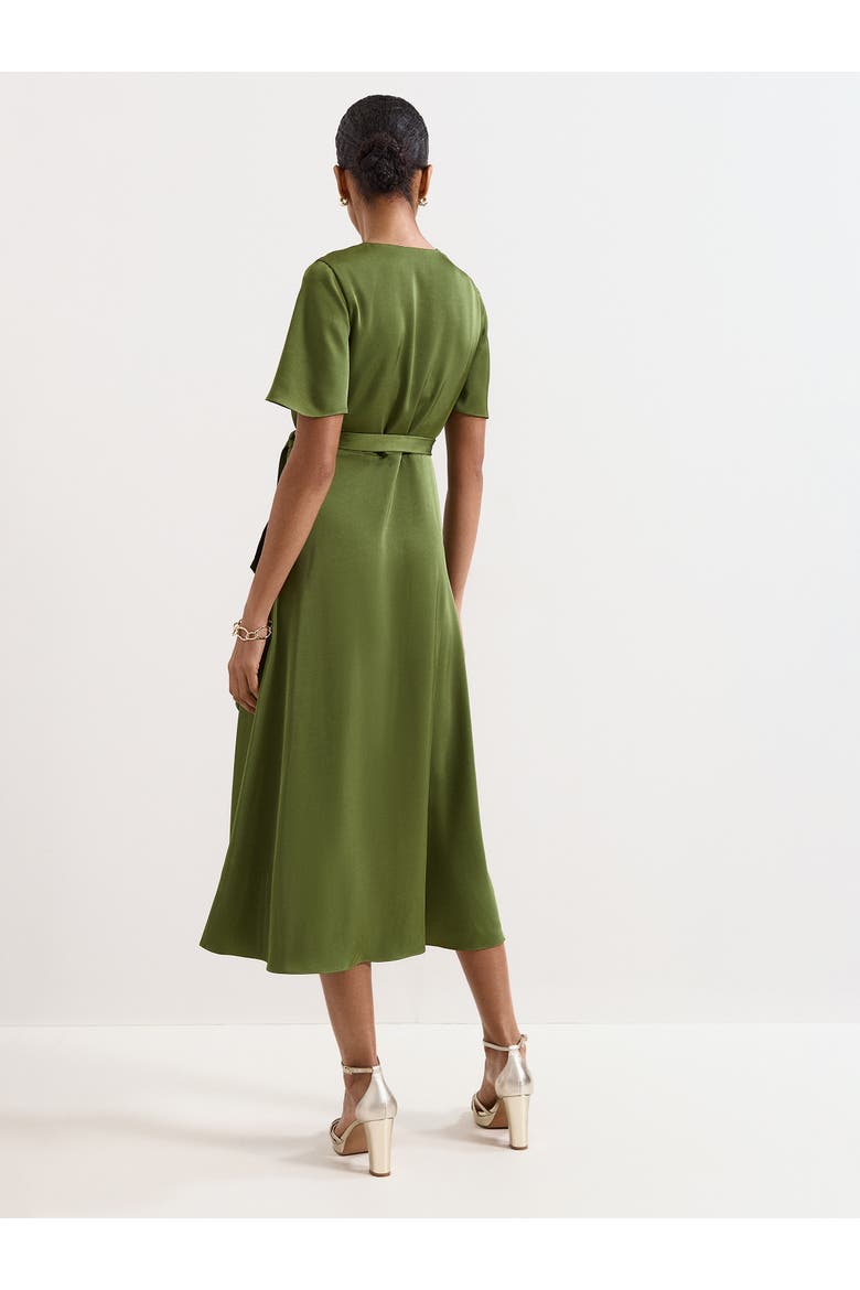 Julissa V-Neck Satin Dress, Alternate, color, Green