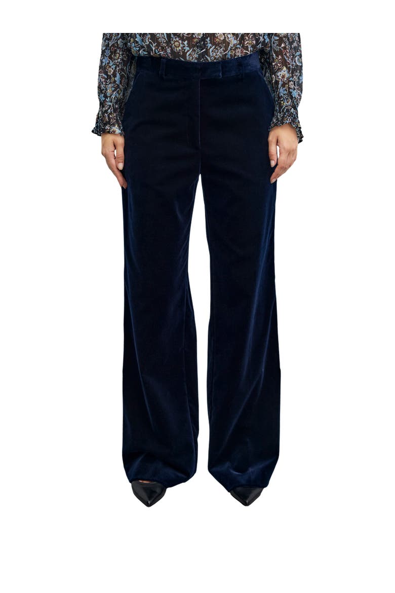 Mya Velvet Wide Leg Pants, Main, color, Navy Blue