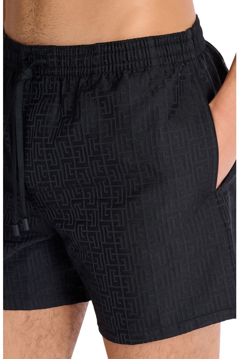 Monogrammed swim shorts, Alternate, color, black