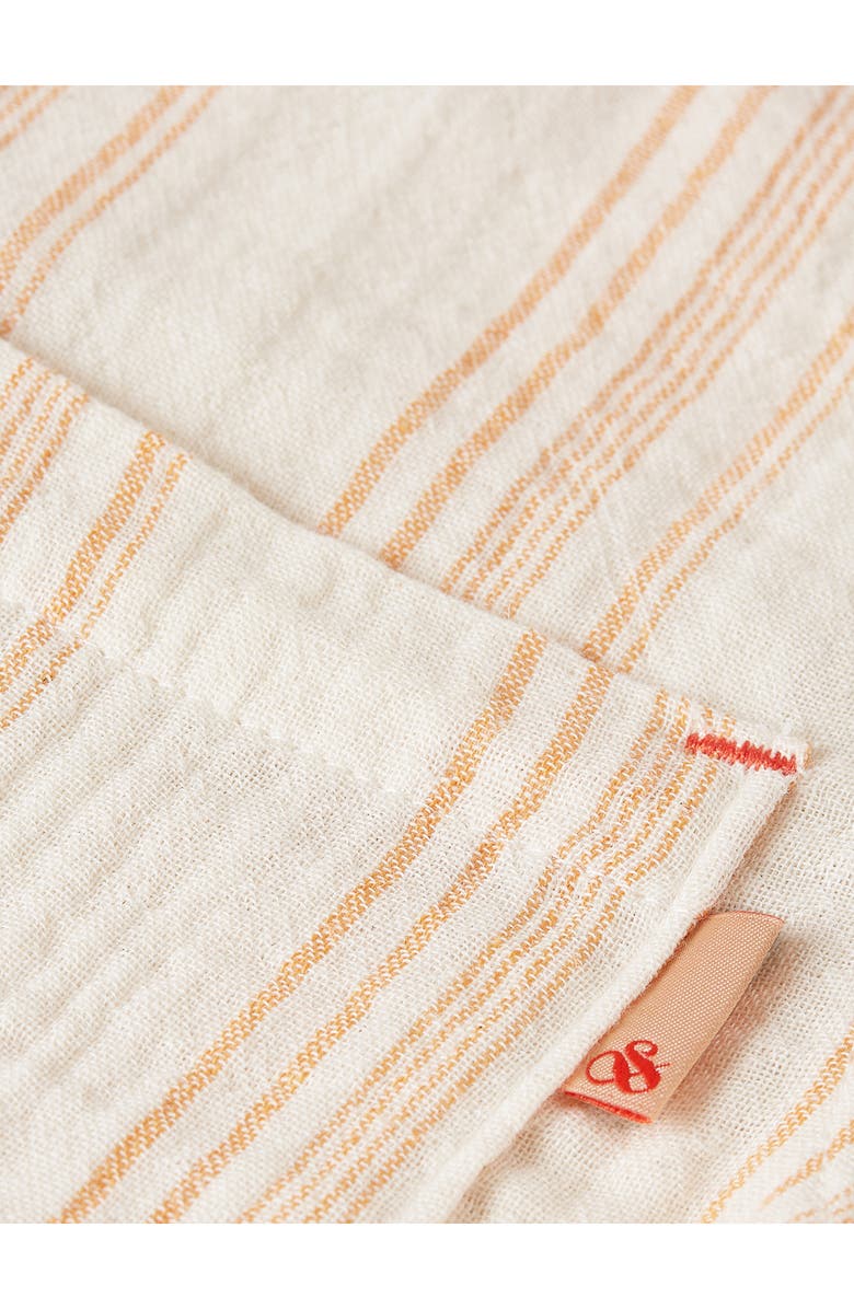 Scotch & Soda Kids' Stripe Embroidered Button-Up Camp Shirt, Alternate, color, Eggnog Stripe