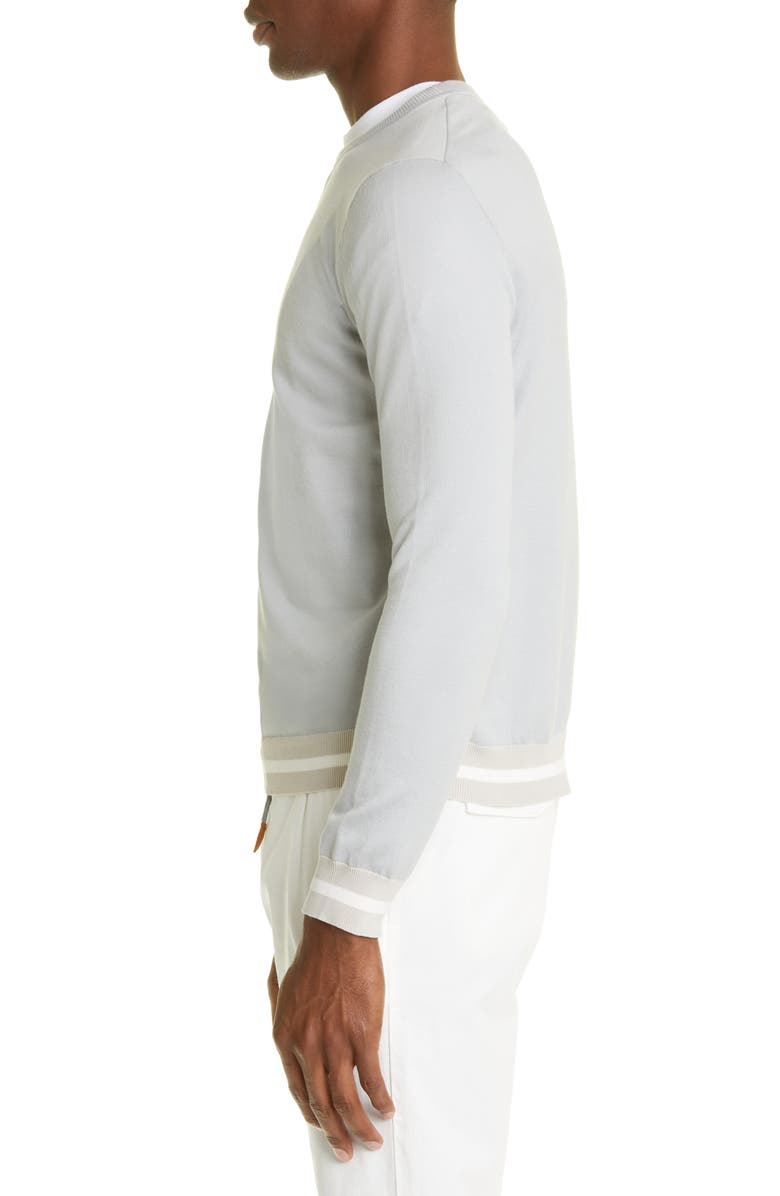 Eleventy Sea Island Cotton Crewneck Sweater, Alternate, color, Light Blue - Sand - White