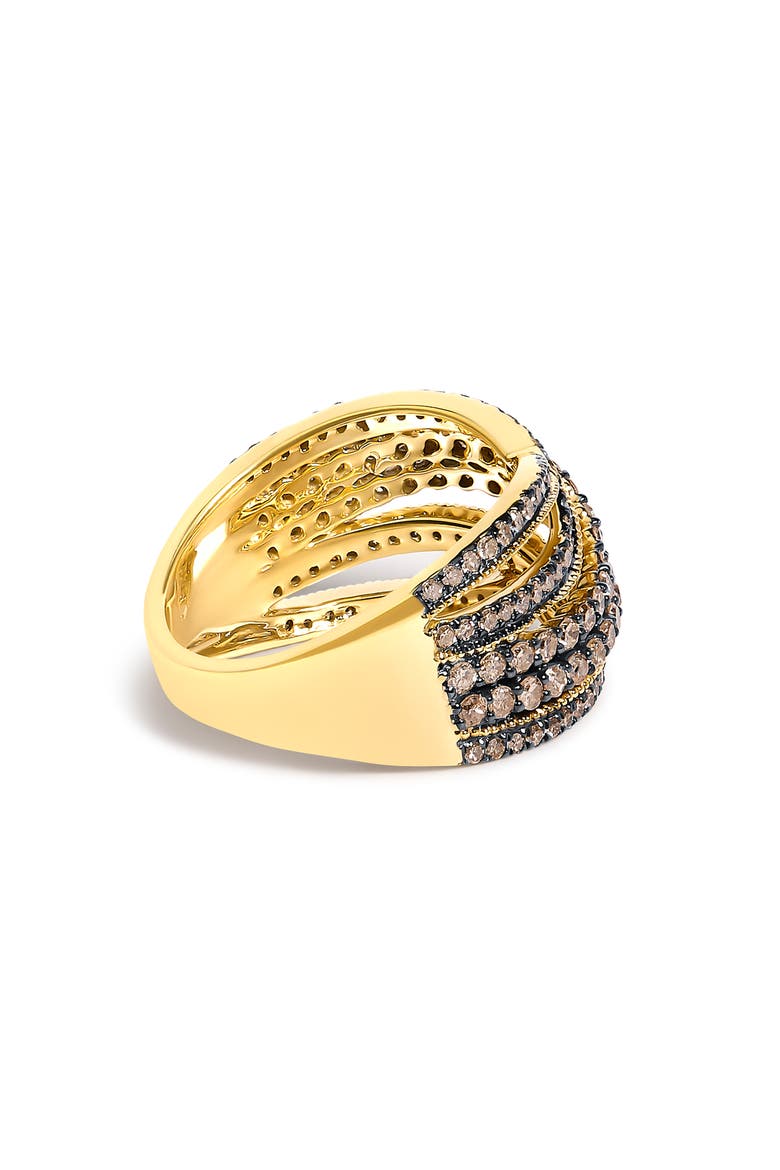 10K Yellow Gold Plated .925 Sterling Silver 1.0 ctw Champagne Diamond Highway Ring, Alternate, color, Yellow Gold over Silver