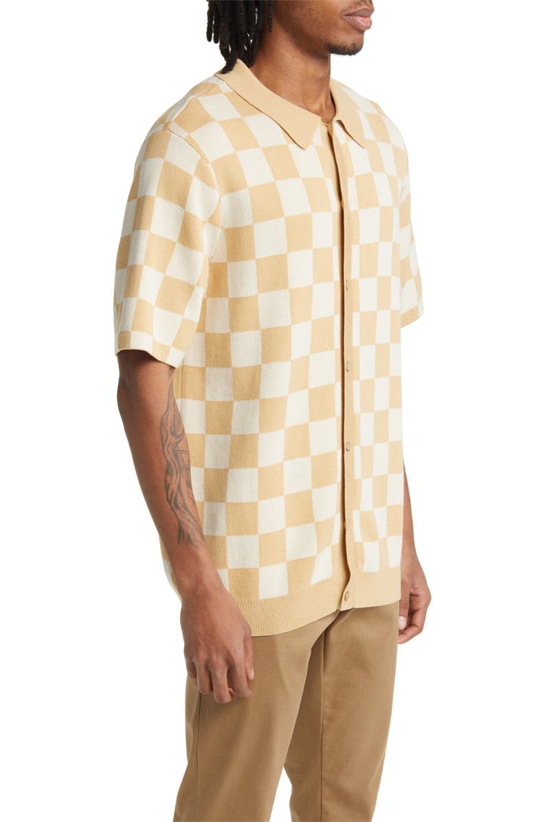 Vans Checkerboard Button Front Cotton Polo Sweater, Alternate, color,