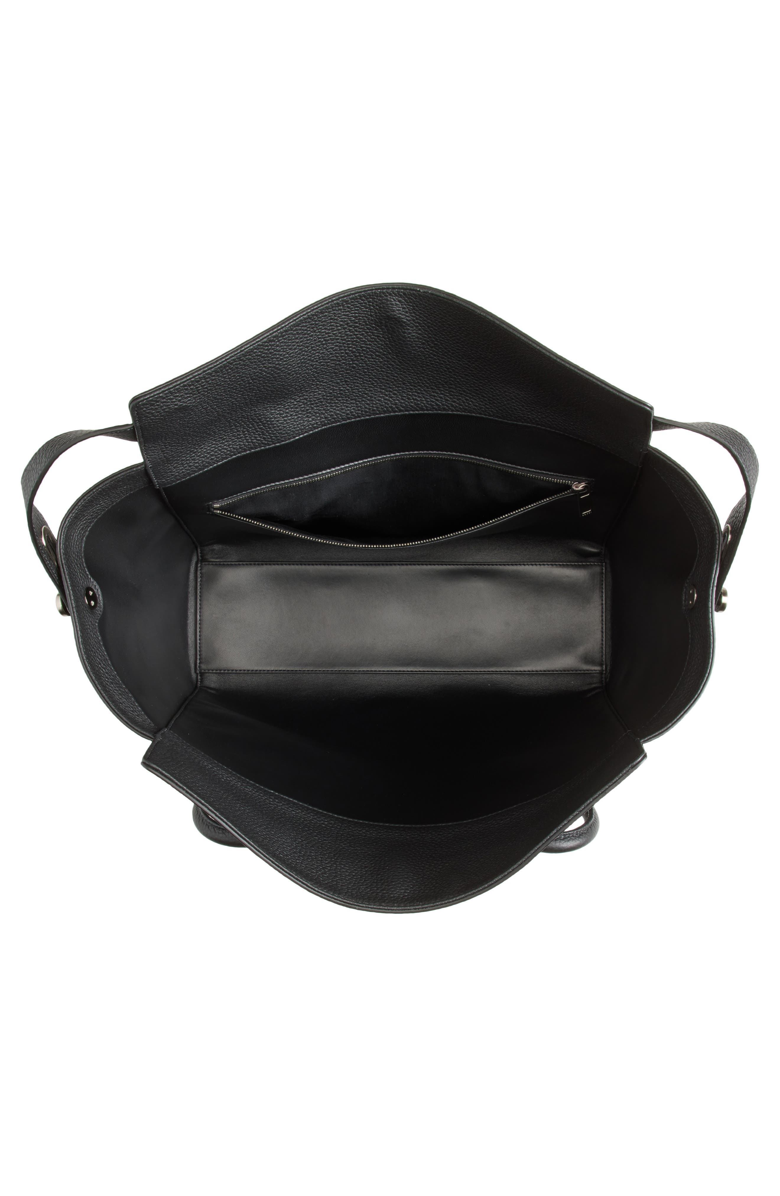 Lock Leather Shoulder Bag, Alternate, color, BLACK