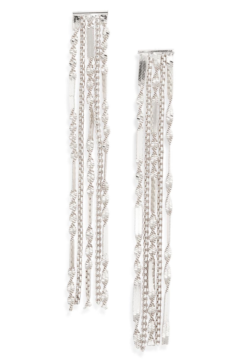 Fringe Earrings, Main, color, SILVER