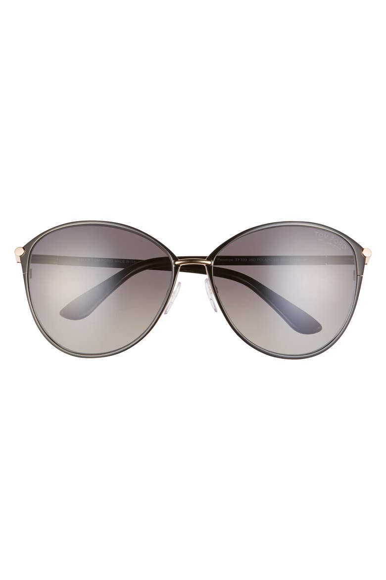 Penelope 59mm Gradient Polarized Cat Eye Sunglasses, Main, color, SHINY ROSE GOLD/ SMOKE
