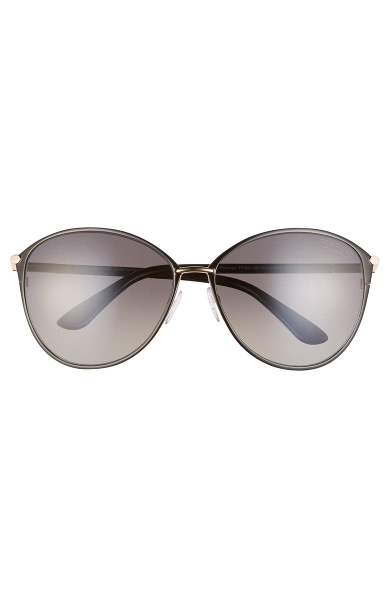 TOM FORD Penelope 59mm Gradient Polarized Cat Eye Sunglasses, Main, color, Shiny Rose Gold/ Smoke