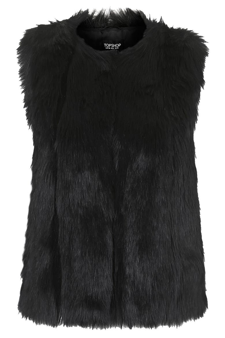 'Leah' Faux Fur Vest, Alternate, color, BLACK