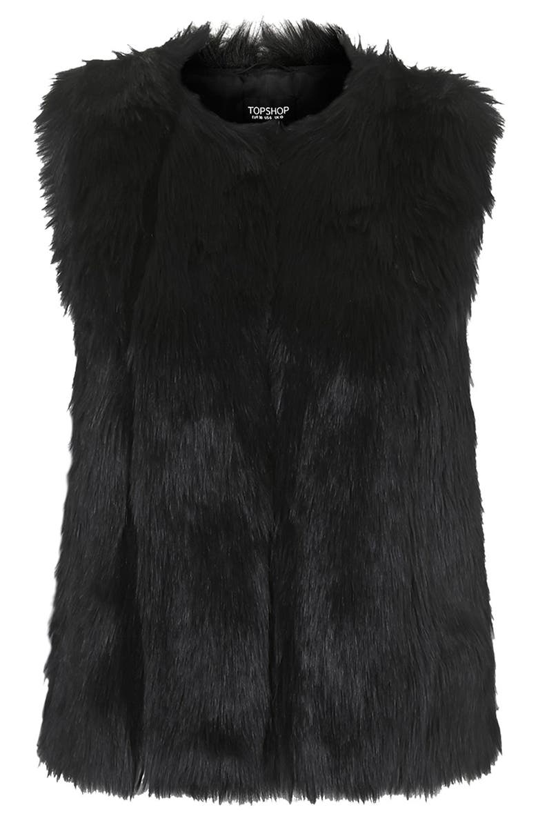 Topshop 'Leah' Faux Fur Vest, Alternate, color,