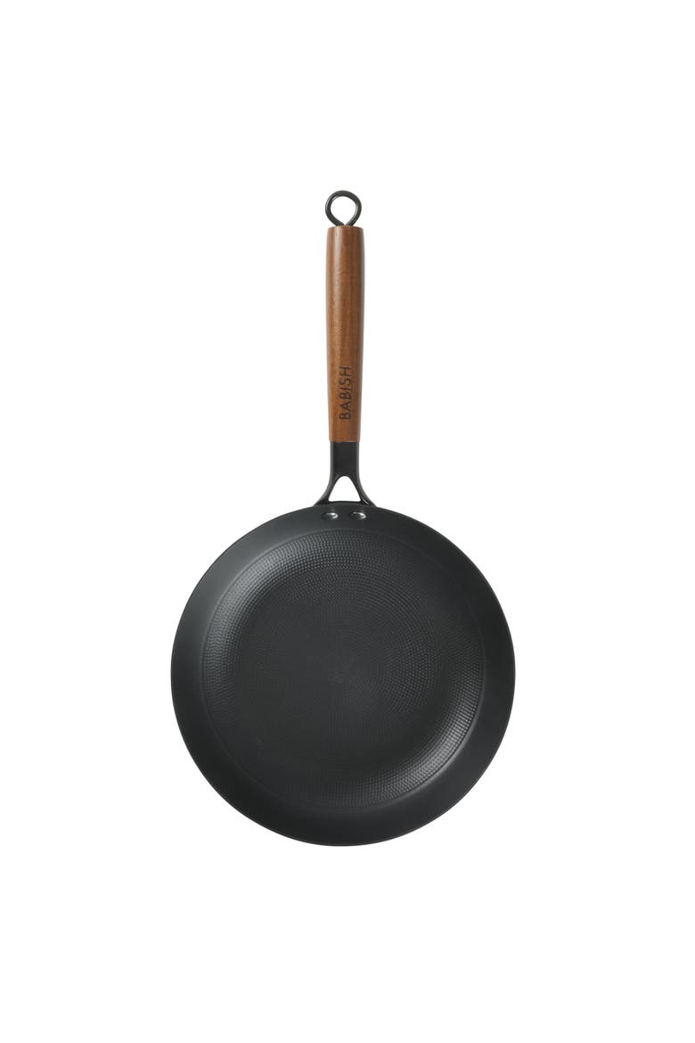 Pre-Seasoned Honeycomb Cast Iron Skillet with Wooden Handle, Alternate, color, Black