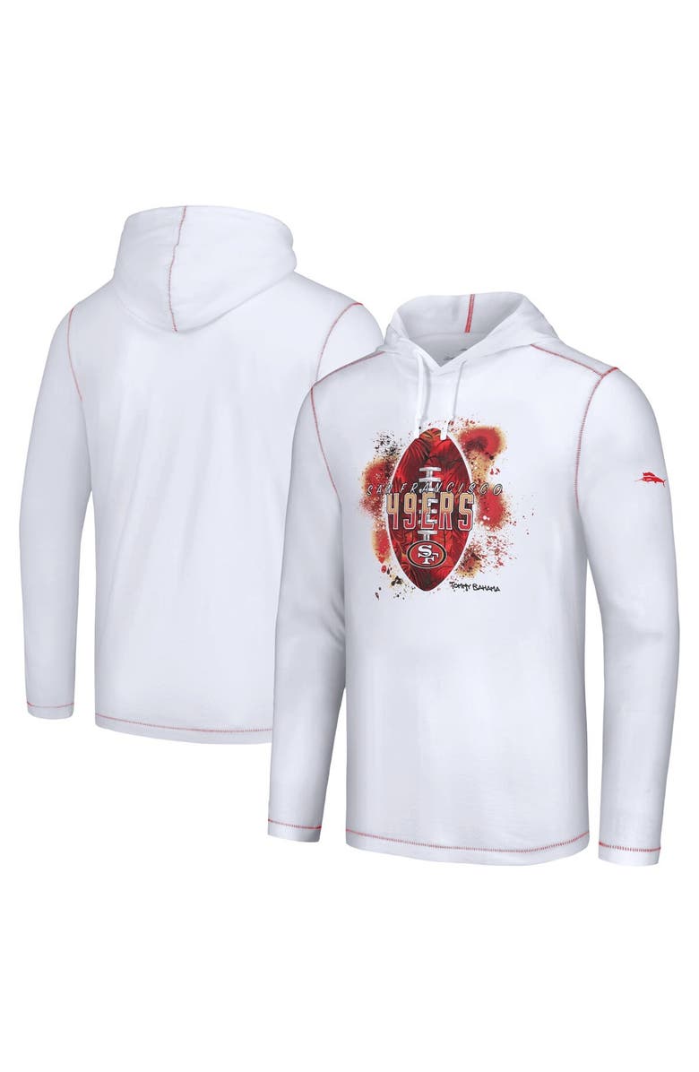 Tommy Bahama Men's Tommy Bahama White San Francisco 49ers Graffiti Touchdown Pullover Hoodie, Main, color, White