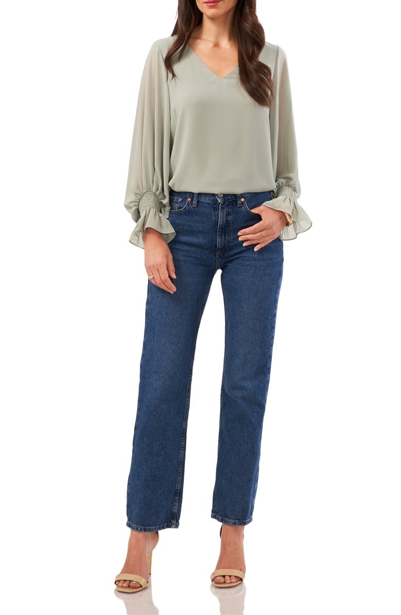 Vince Camuto Blouson Sleeve Top, Alternate, color, Libery Green