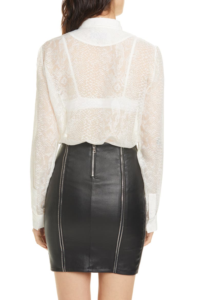 Blythe Snakeskin Burnout Blouse, Alternate, color, WHITE PYTHON