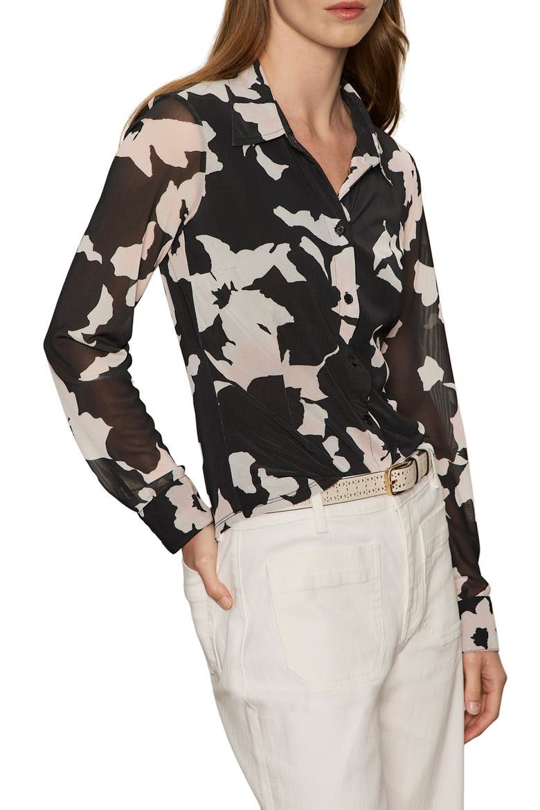 Mesh Button-Down Shirt, Alternate, color, PETAL WHIS