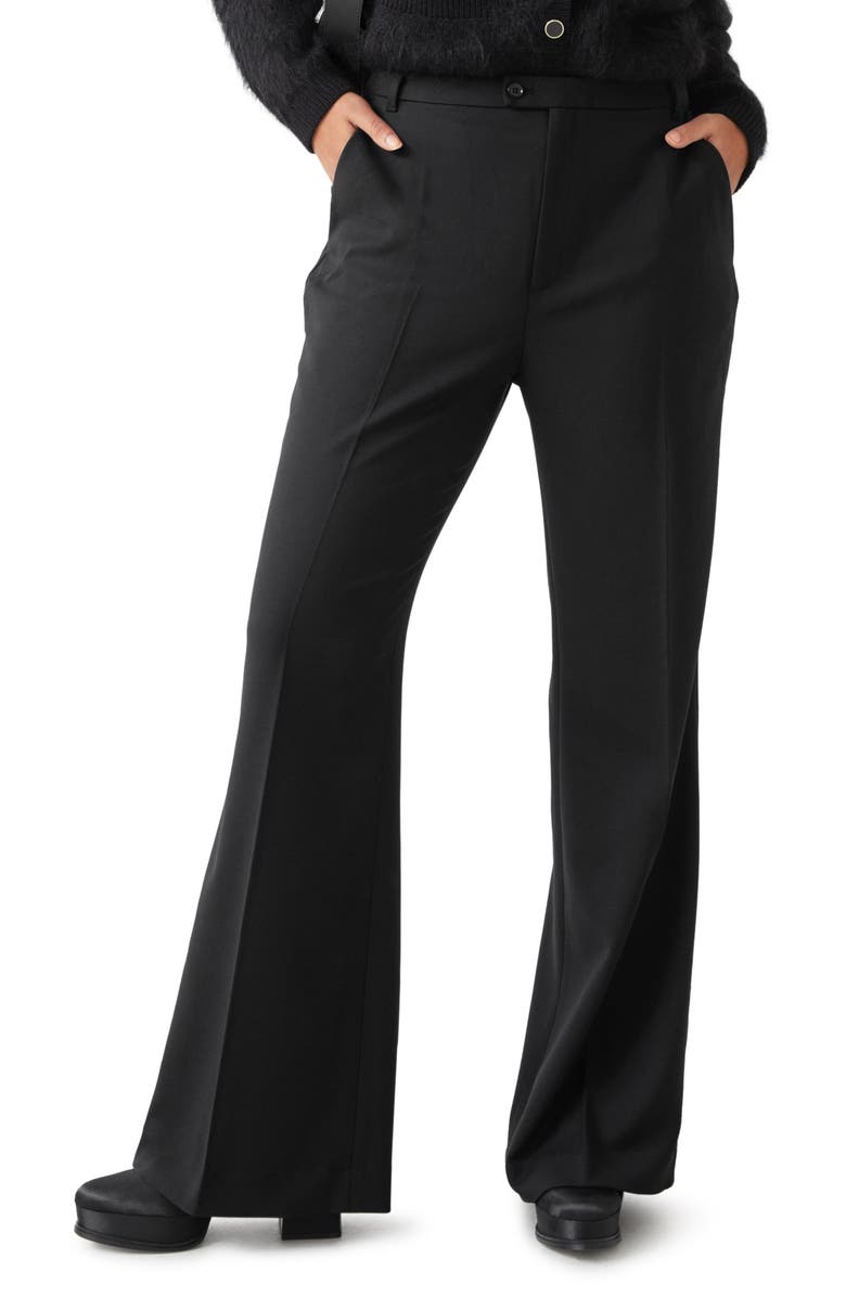 & Other Stories Tailored Pressed Crease Flare Leg Trousers, Main, color, Black