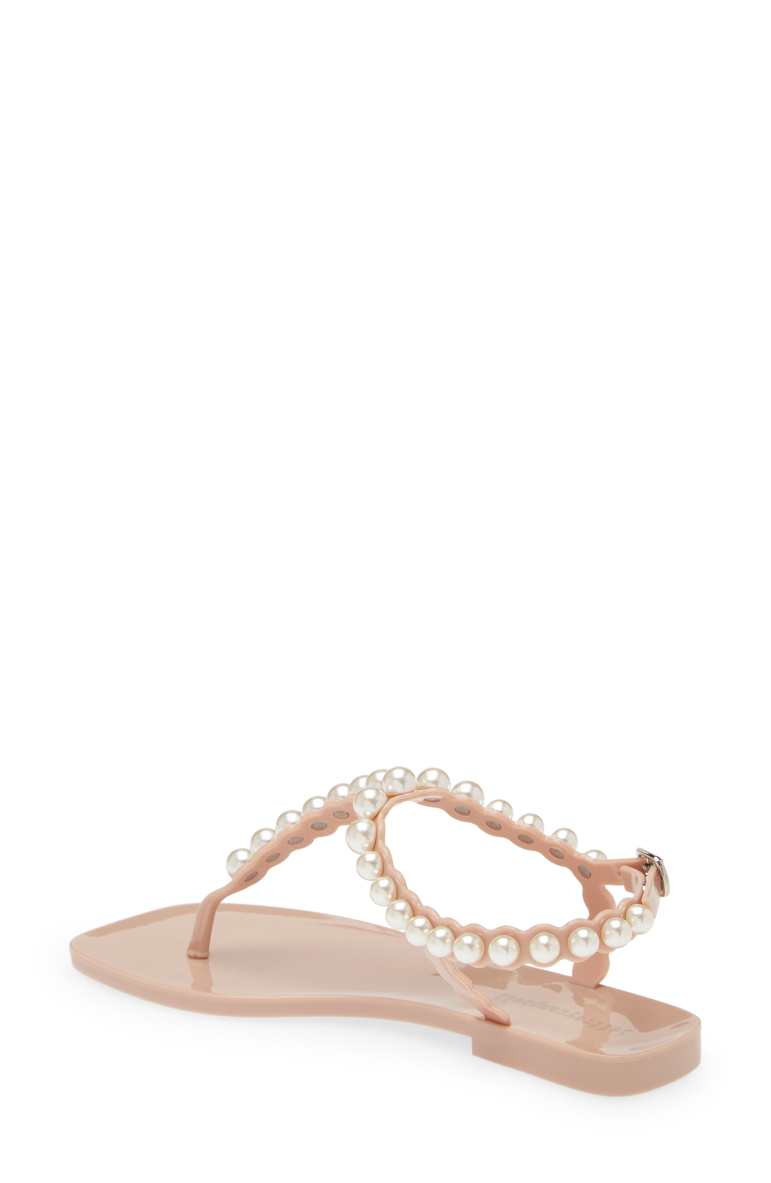 Pearlesque Imitation Pearl Ankle Strap Sandal, Alternate, color, NATURAL SHINY