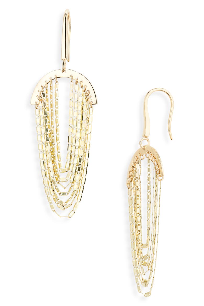 Nude Fringe Drop Earrings, Main, color, YELLOW