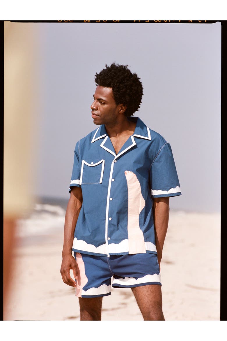 'Tom Wesselmann - Seascape #2' Camp Collar, Alternate, color, Blue