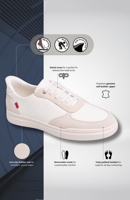 Marc Joseph New York Main Street Hands Free Technology Leather Sneaker In White