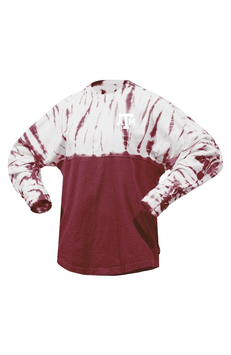 SPIRIT JERSEY Women's Maroon Texas A&M Aggies Tie-Dye Long Sleeve Jersey T-Shirt, Alternate, color, Maroon