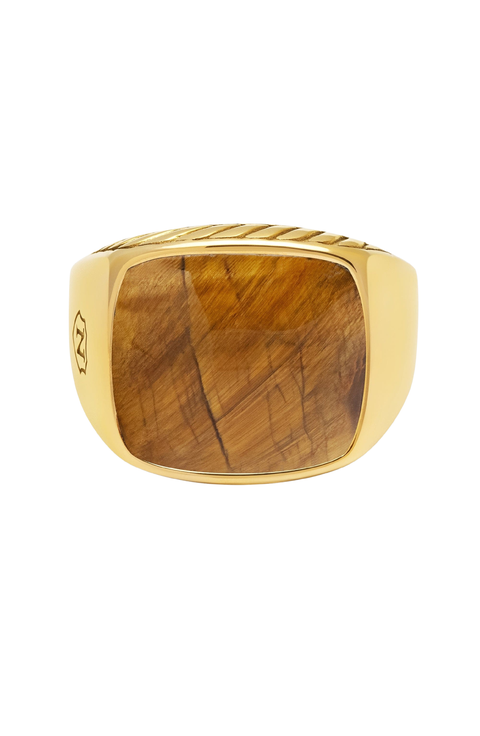 Gold Signet Ring With Brown Tiger Eye