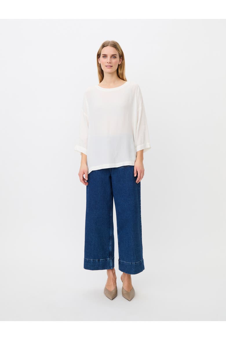 Mabecca Round Neck Draped Blouse, Alternate, color, Cream