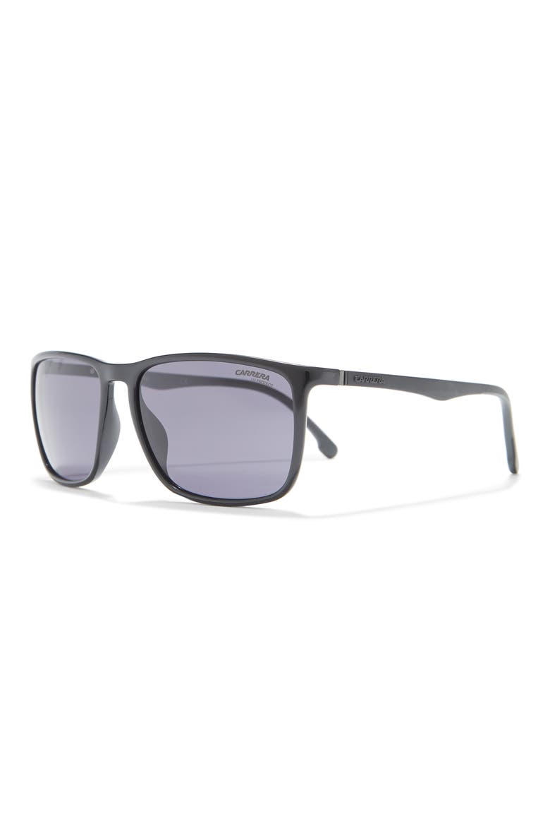 57mm Rectangle Sunglasses, Alternate, color, BLACK / GREY