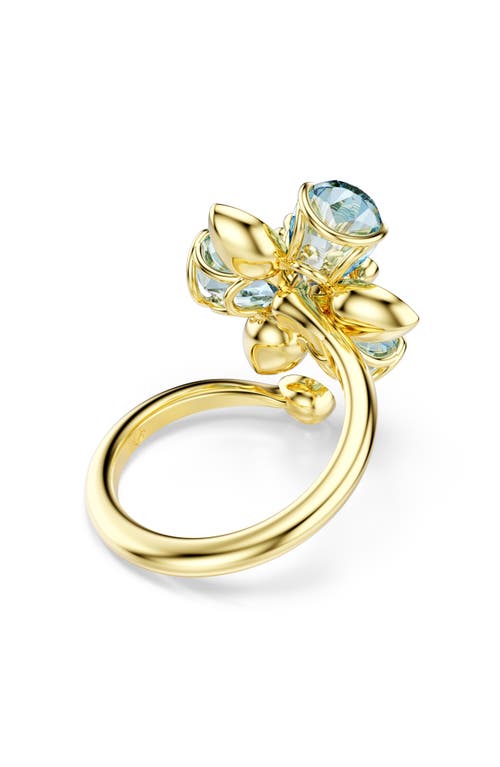 Swarovski Idylla Crystal Flower Open Ring In Blue