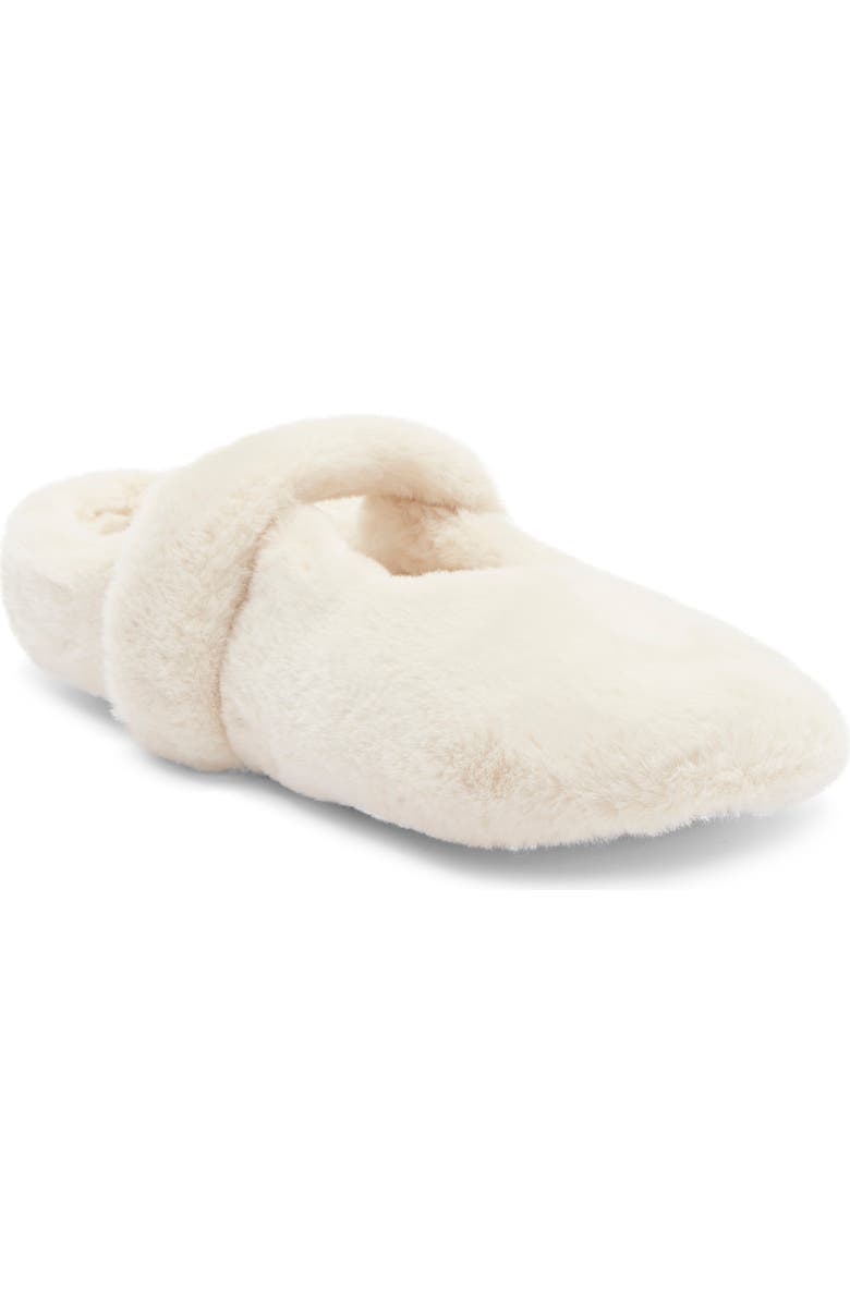 Rebecca Minkoff Beck Faux Fur Slipper, Main, color, Ivory