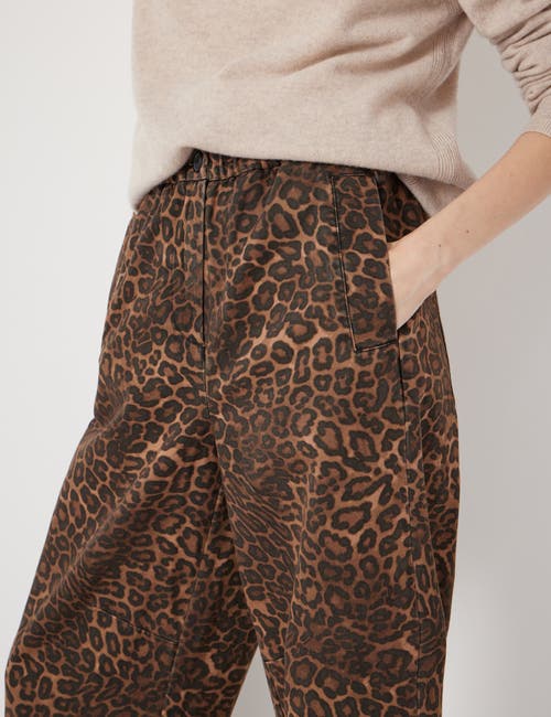 Hush Jack Barrel Leg Pull On Cotton Pants In Brown