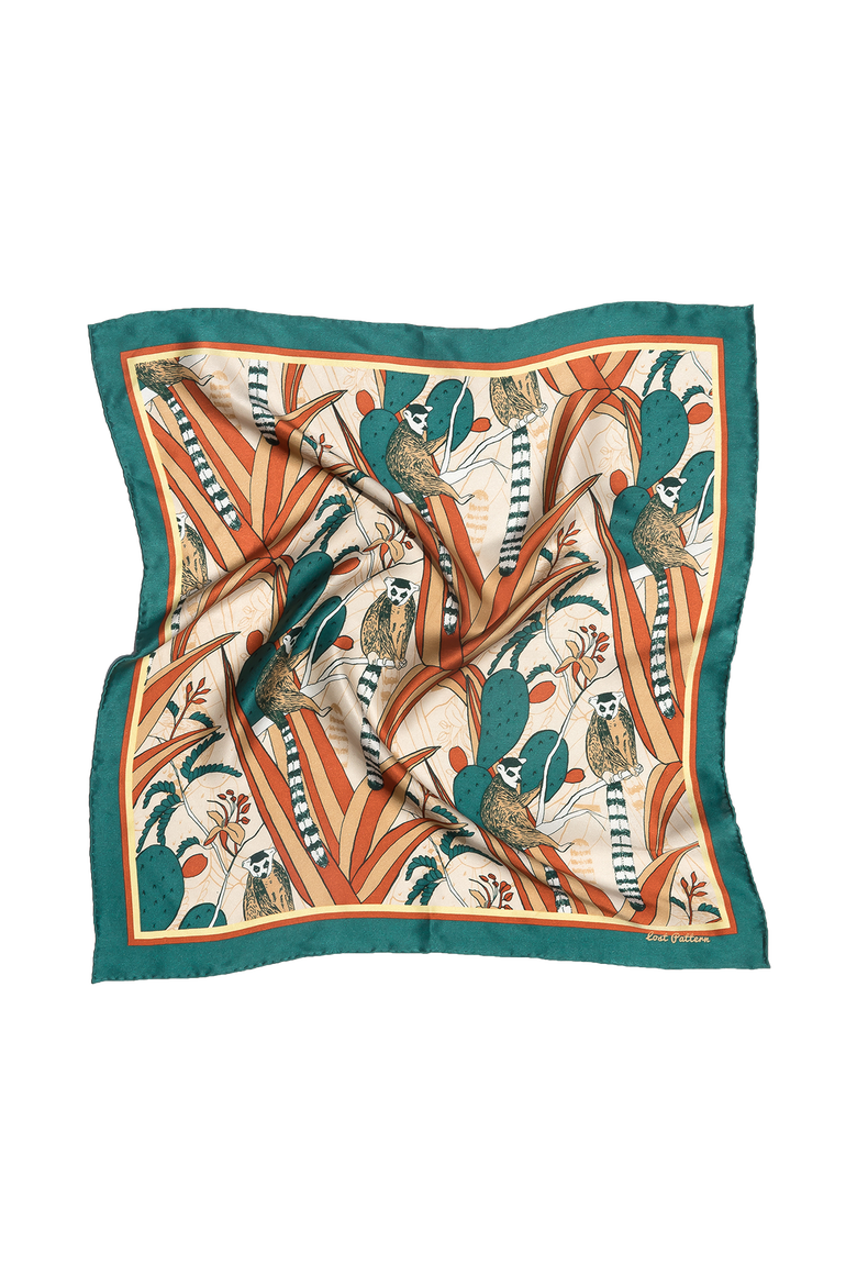 "Madagascar" Silk Skinny Scarf, Main, color, Green