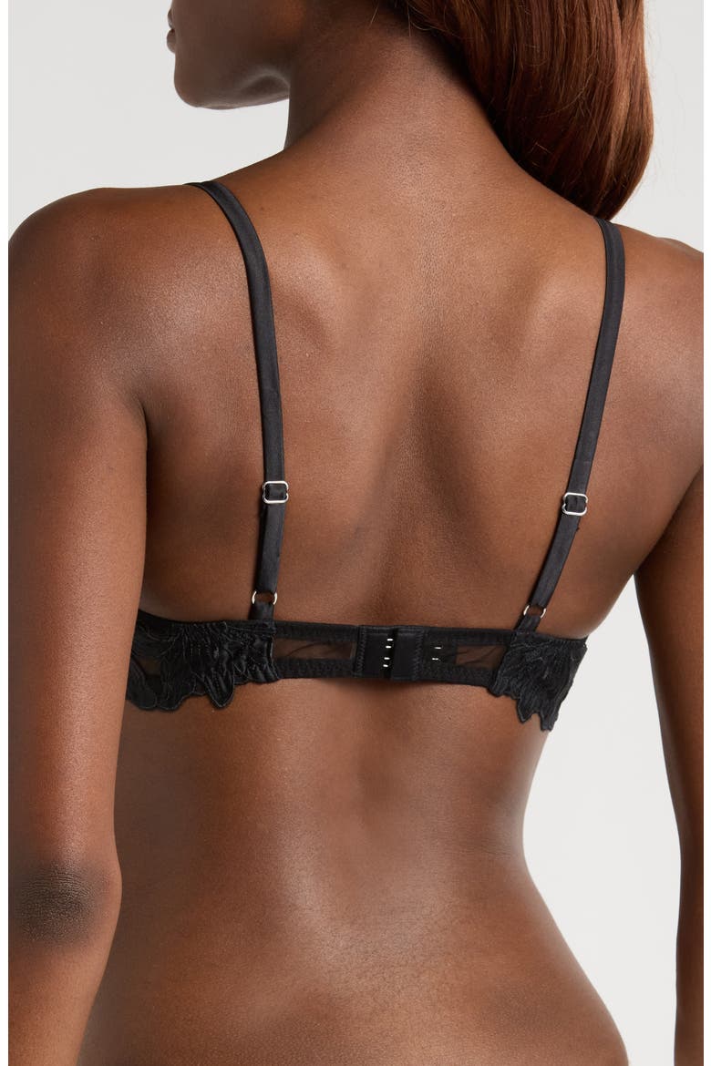Lily Embroidered Underwire Plunge Demi Bra, Alternate, color, BLACK