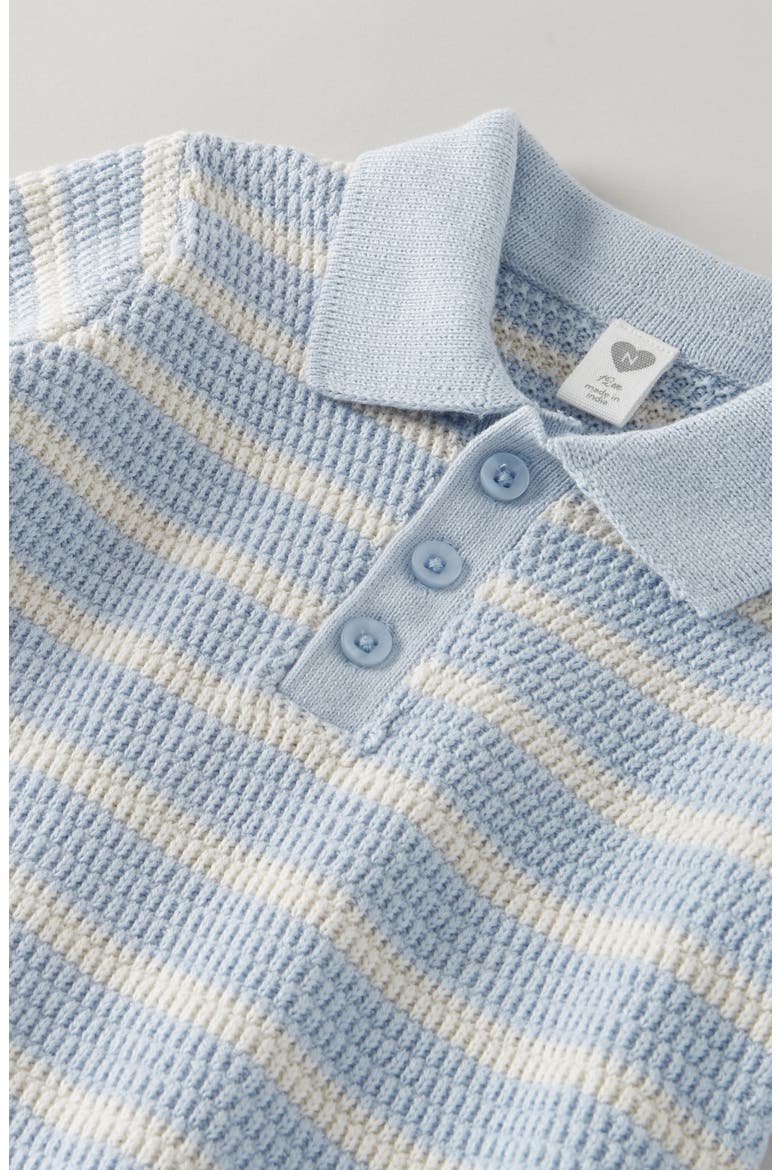 Cotton Polo Sweater Romper, Alternate, color, BLUE SKYWAY GILL STRIPE