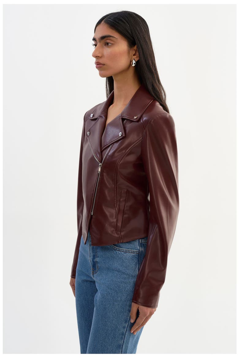 Pascale | Fitted Faux Leather Jacket, Alternate, color, Wax Brown