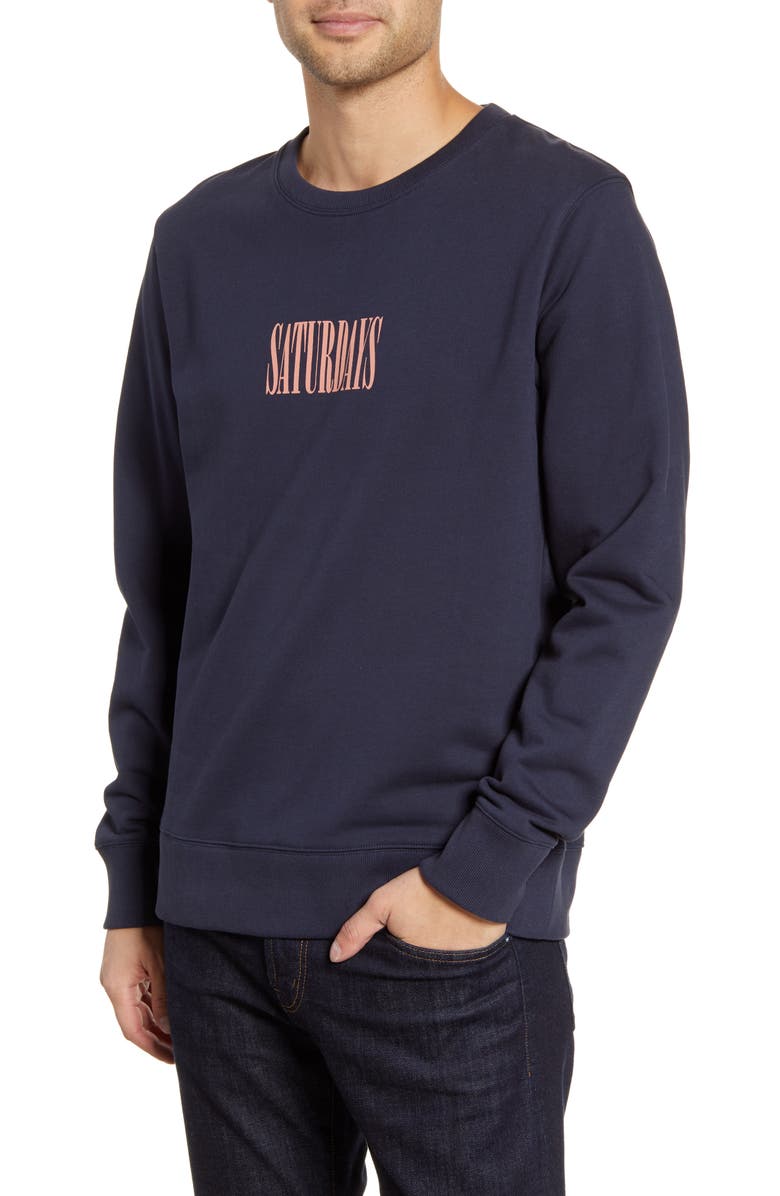Saturdays NYC Bowery Middle Condensed Crewneck Sweatshirt, Main, color,