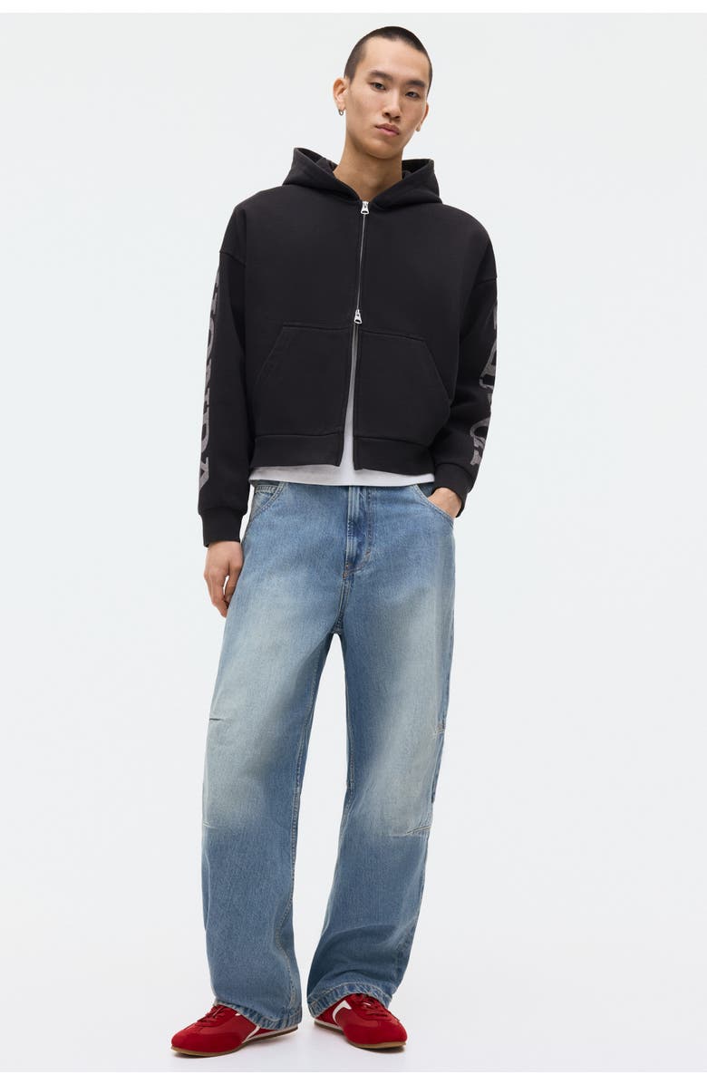 H&M Oversized Fit Printed Zip-through Hoodie, Alternate, color, Black/Honda