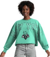 STARTER Women's Starter Mint New York Liberty Bleachers Cropped Drop Shoulder Sweatshirt