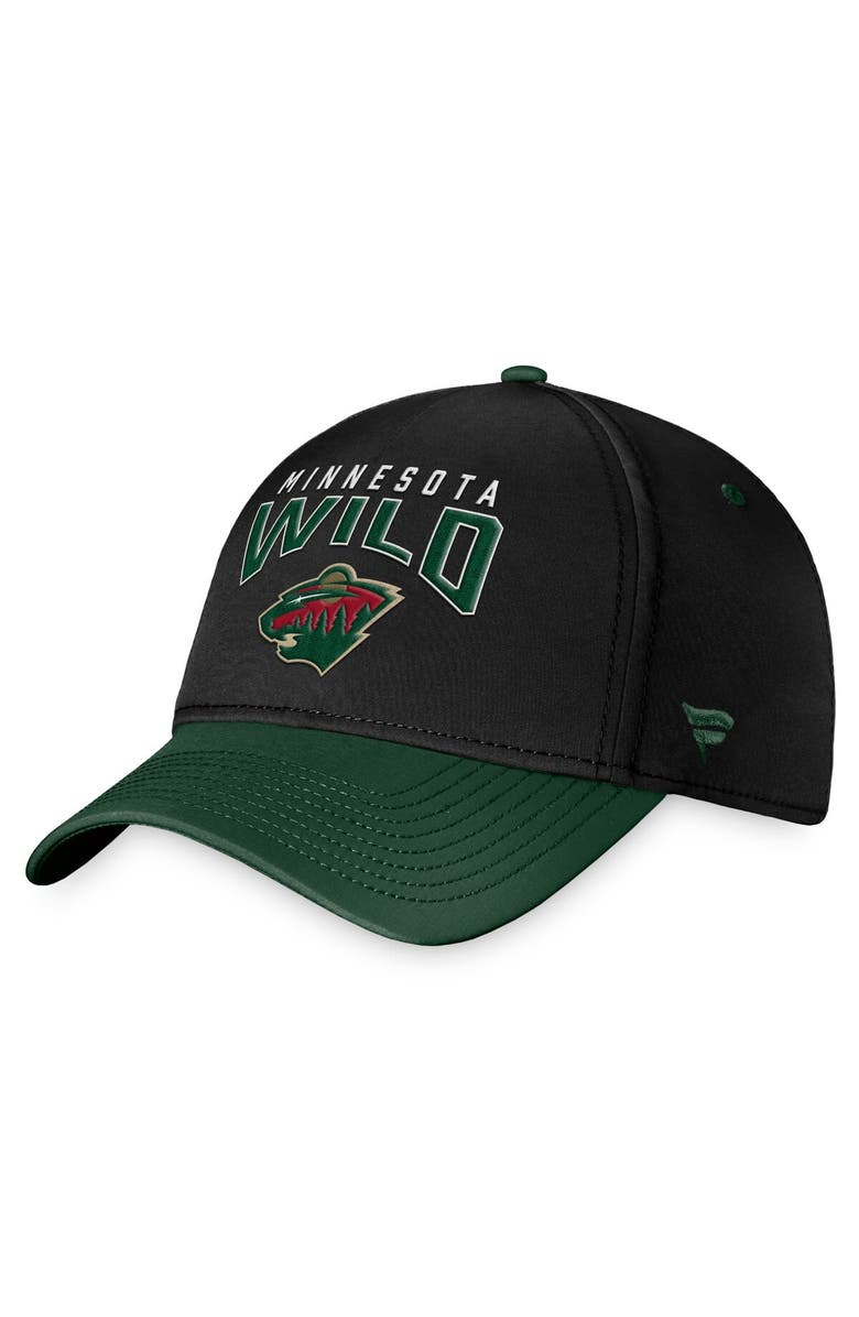 FANATICS Men's Fanatics Branded Black/Green Minnesota Wild Fundamental 2-Tone Flex Hat, Main, color,