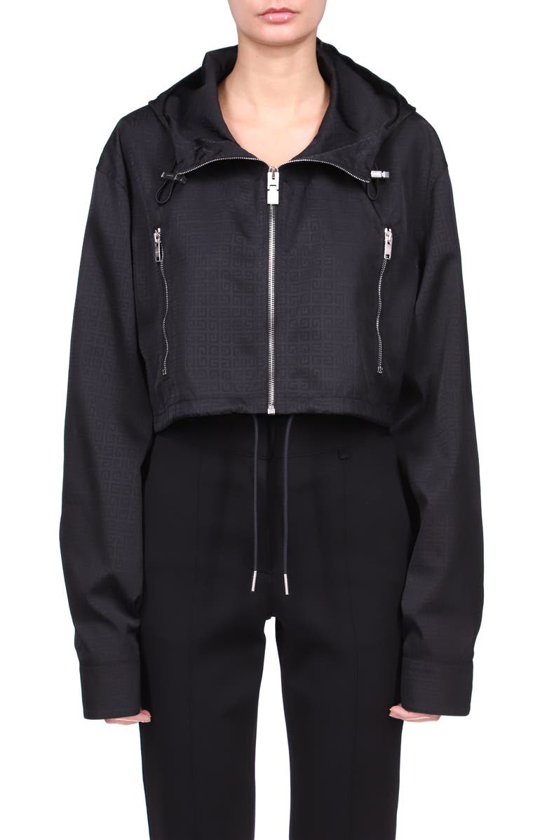 Givenchy Hooded Logo Crop Windbreaker, Main, color, 