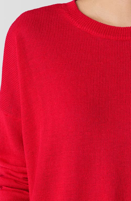 Eileen Fisher Crewneck Organic Linen & Organic Cotton Sweater In Cherry