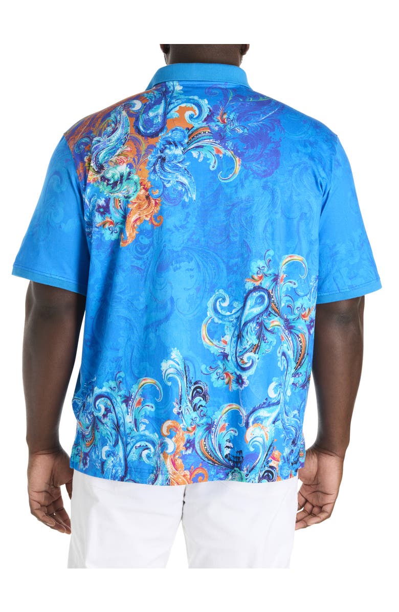 Robert Graham DXL Big & Tall  Royal Scroll Polo Shirt, Alternate, color, 
