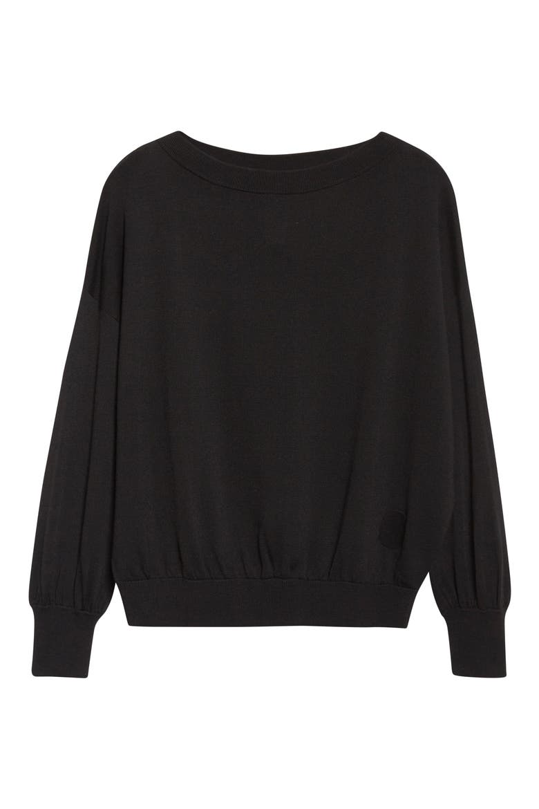 Boat Neck Virgin Wool Sweater, Alternate, color, BLACK