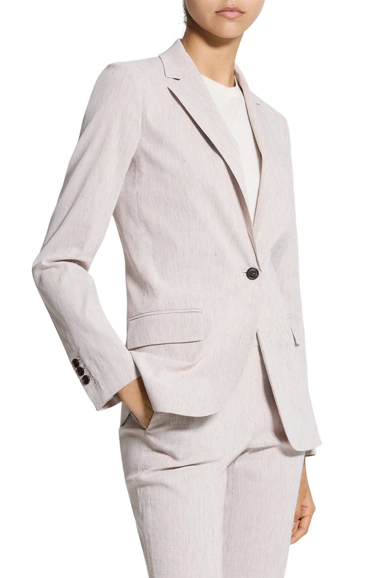 Staple Linen Blend Blazer, Alternate, color, COGNAC MULTI