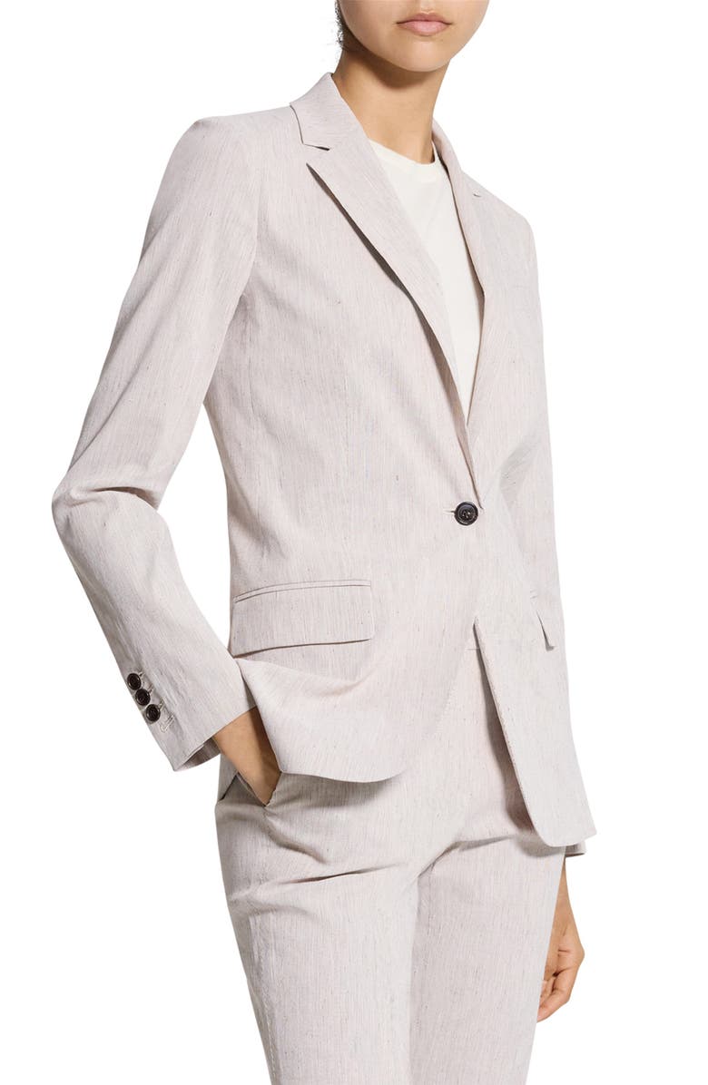 Theory Staple Linen Blend Blazer, Alternate, color, Cognac Multi