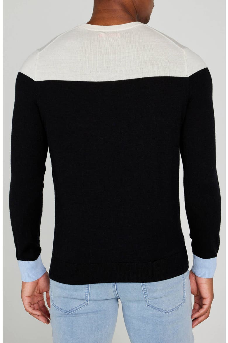 Boynton Colorblock Merino Wool Crewneck Sweater, Alternate, color, TUXEDO