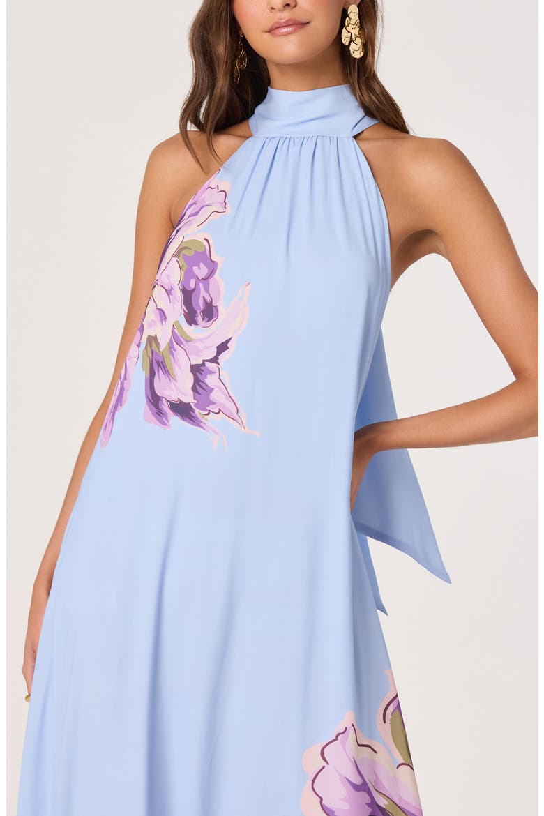 Nesta Floral Print Halter Dress, Alternate, color, BLUE