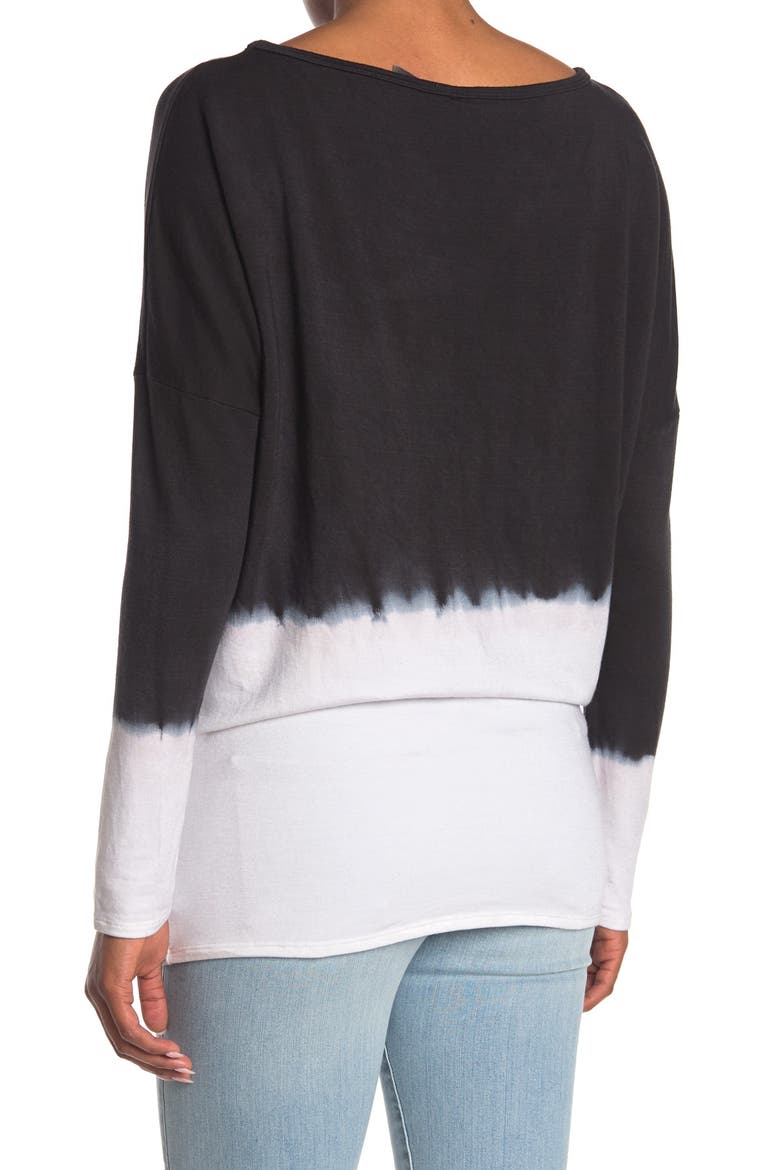 Boat Neck Dolman Sweater, Alternate, color, IVORY BLACK TOP DIP DYE